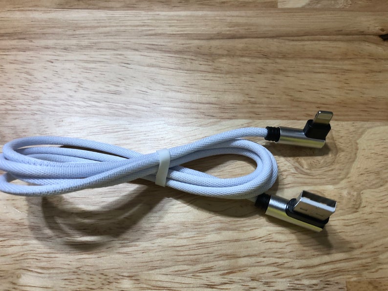 USB Right Angle Cable | USB C | Mircro USB | Lightning Cable - Motifs Etc.