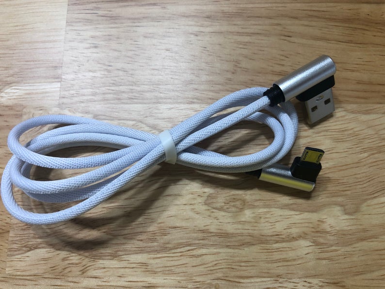 USB Right Angle Cable | USB C | Mircro USB | Lightning Cable - Motifs Etc.